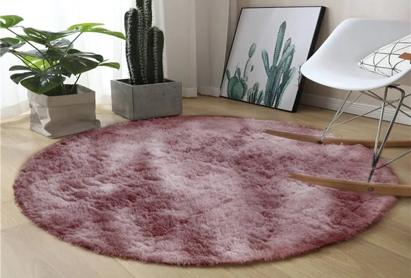 Dywan Okrągły Shaggy Ombre 140x140 cm Do Salonu - Fioletowy