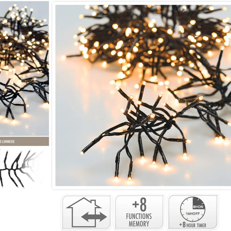 Lampki Choinkowe 1512 LED 15m Ciepłe Timer IP44 - Biały