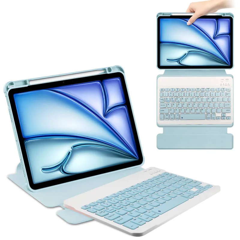 Etui 360 Z Klawiaturą Do IPad Air 11 M4/M3/M2 - Niebieski