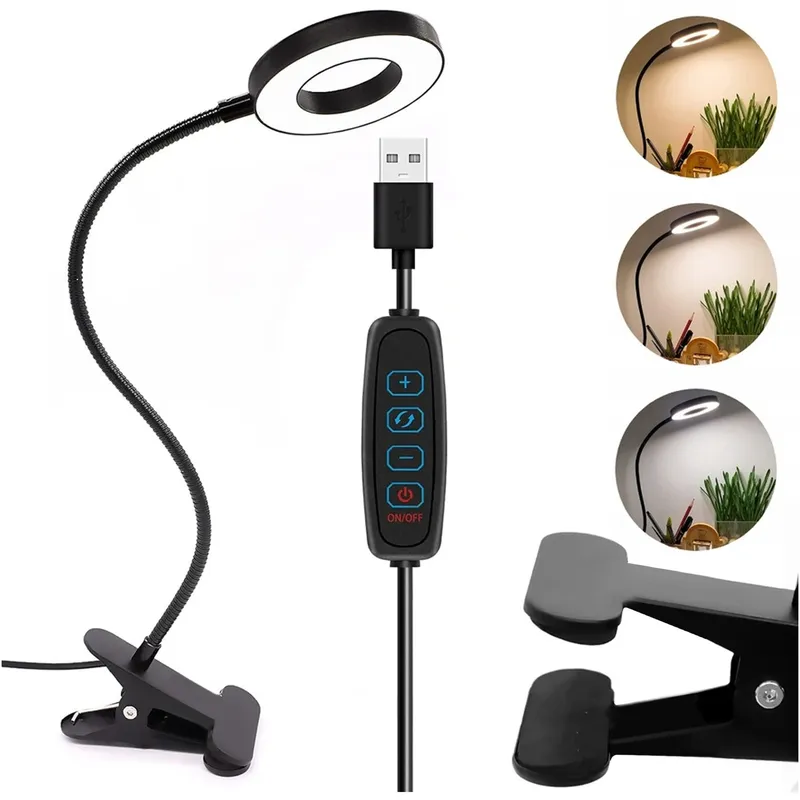 Lampa Biurkowa LED Z Klipsem DML5 Ring 3 Barwy - Czarny