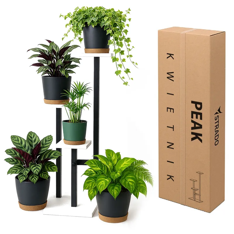 Kwietnik Peak Stojący Metalowy Stojak Na Kwiaty 83 5cm - Biały