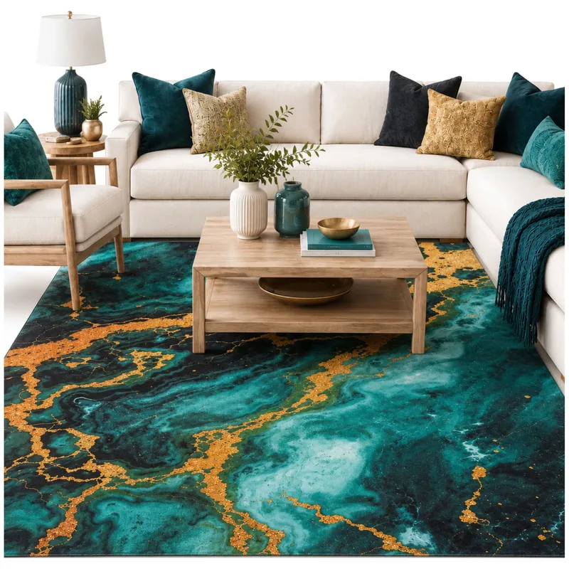 Dywan Novo 170x120 cm Miękki Velvet Do Salonu I Sypialni - Malachit