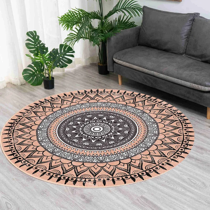 Dywan Okrągły Novo 160x160 cm Pluszowy Do Salonu - Aztecki