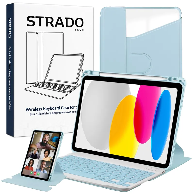 Etui 360 Z Klawiaturą Do IPad 10.9 2022 Gen. 10 11 2025 - Niebieski