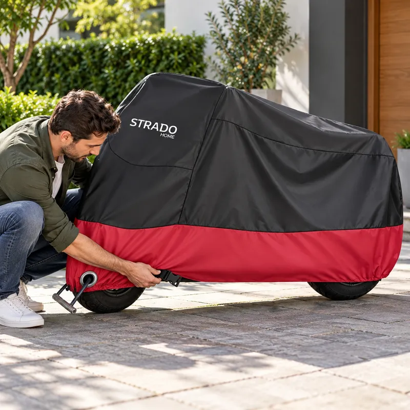 Pokrowiec Na Motocykl Skuter 2 Rowery 245x105x125 cm - Czarno-Czerwony