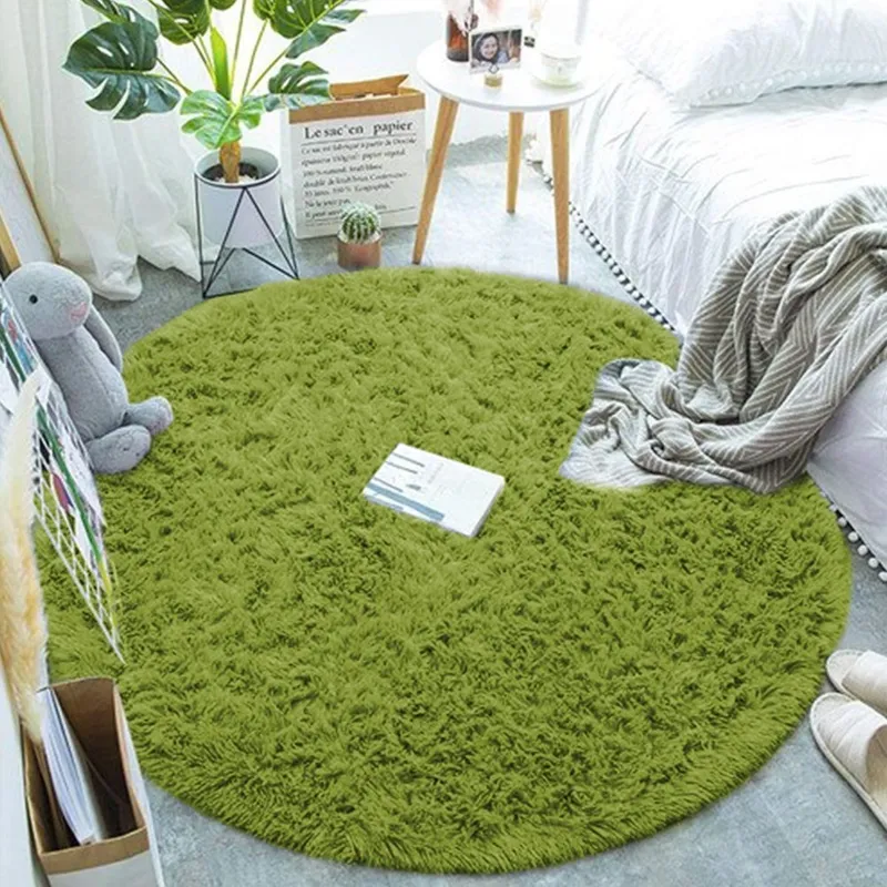 Dywan Okrągły Shaggy 160x160 cm Do Salonu I Sypialni - Zielony