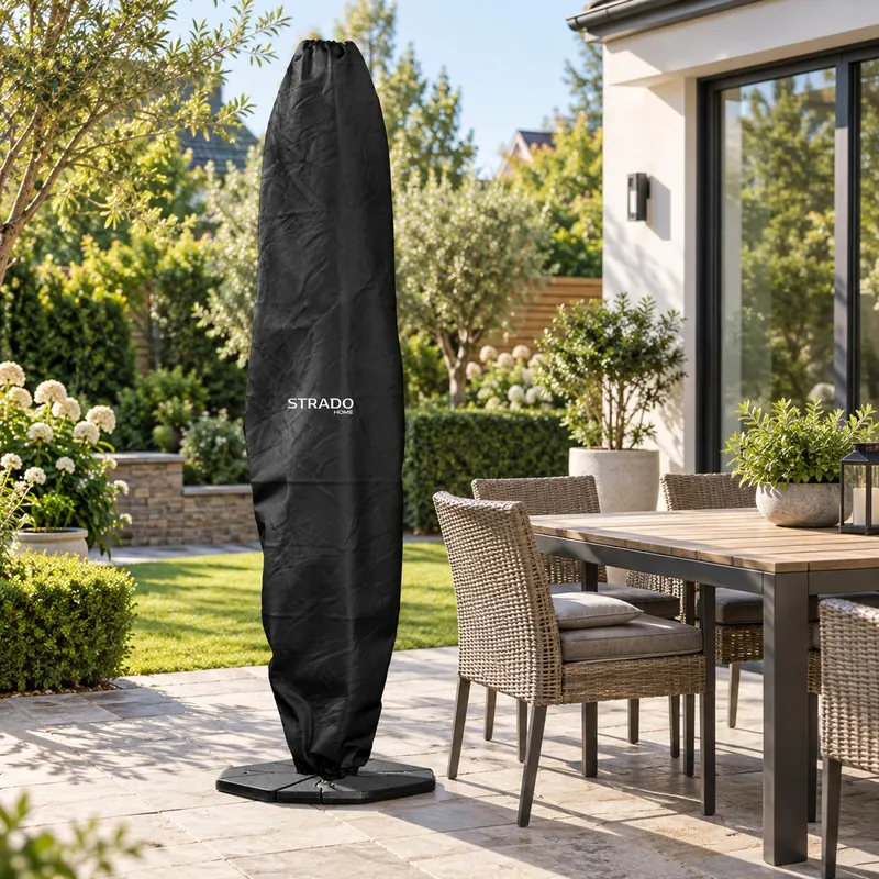 Pokrowiec Na Parasol Ogrodowy 265x70 cm Wodoodporny - Czarny