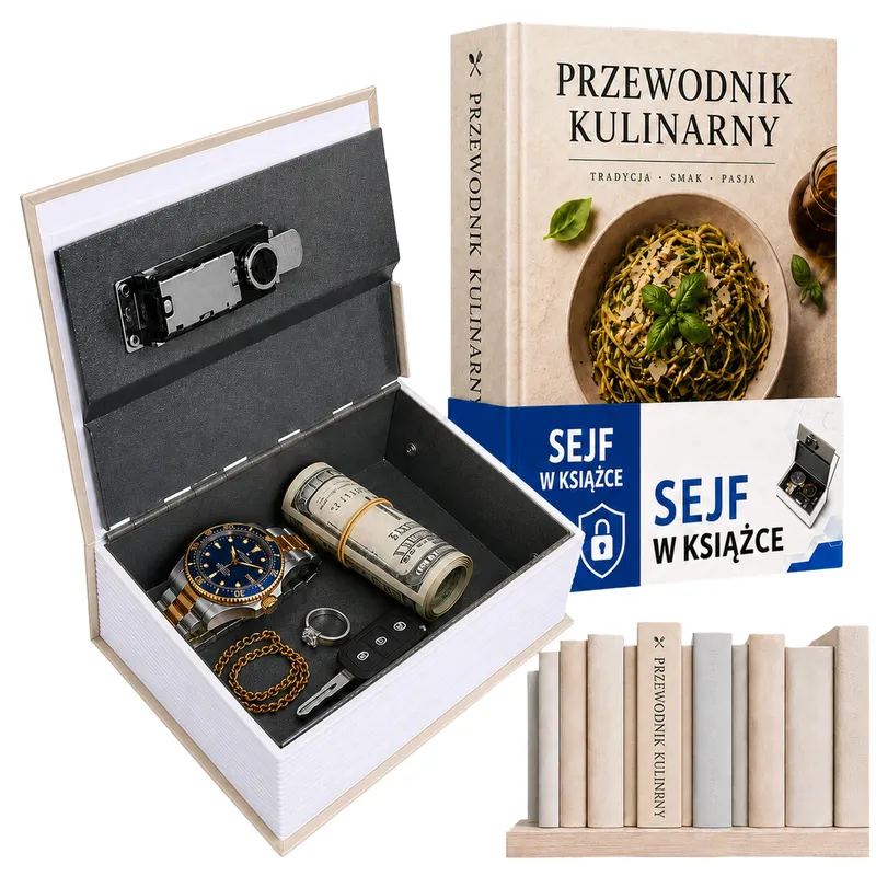 Sejf Książka Metalowa VILLAGO Skrytka Na Pieniądze Biżuterię - Przewodnik