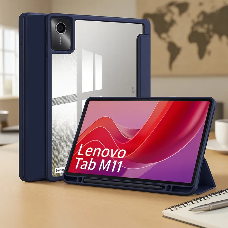 Etui Crystal Case Lenovo Tab M11 10.95 11 TB330 Z Podstawką - Granatowe