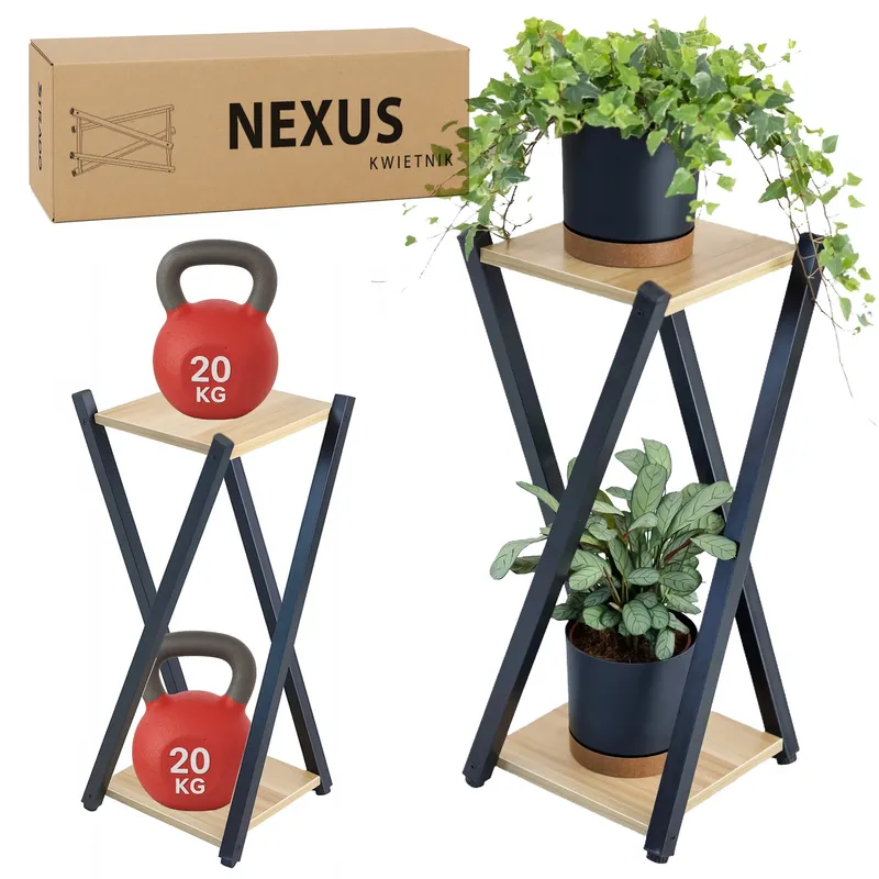 Kwietnik Stojący Nexus 2 Poziomy 65 cm - Czarny