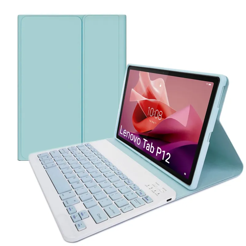 Etui Do Lenovo Tab P12 TB-370 Z Klawiaturą Bluetooth - Niebieski