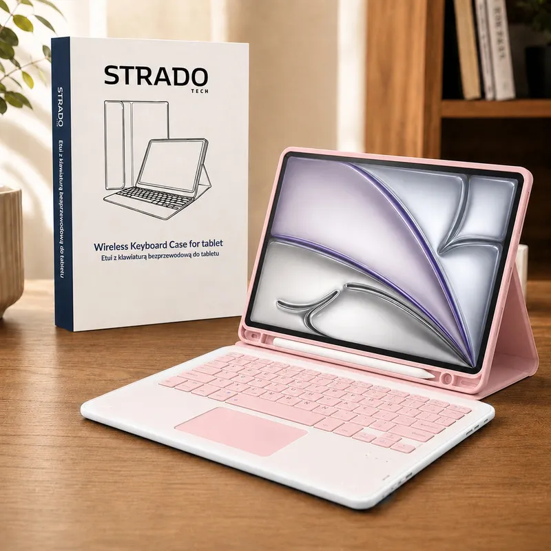 Etui Z Klawiaturą Touchpad Do IPad Air 11 M4/M3/M2 - Różowe