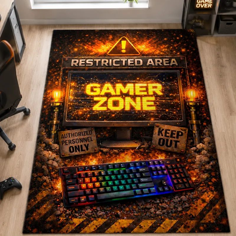 Dywan Gamingowy Mata Pod Fotel Antypoślizgowy Restricted 170x120 - Czarny 170x120 cm