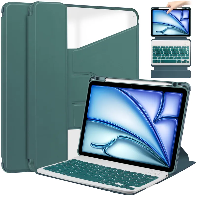 Etui 360 Z Klawiaturą Do IPad Air 11 M4/M3/M2 - Zielone