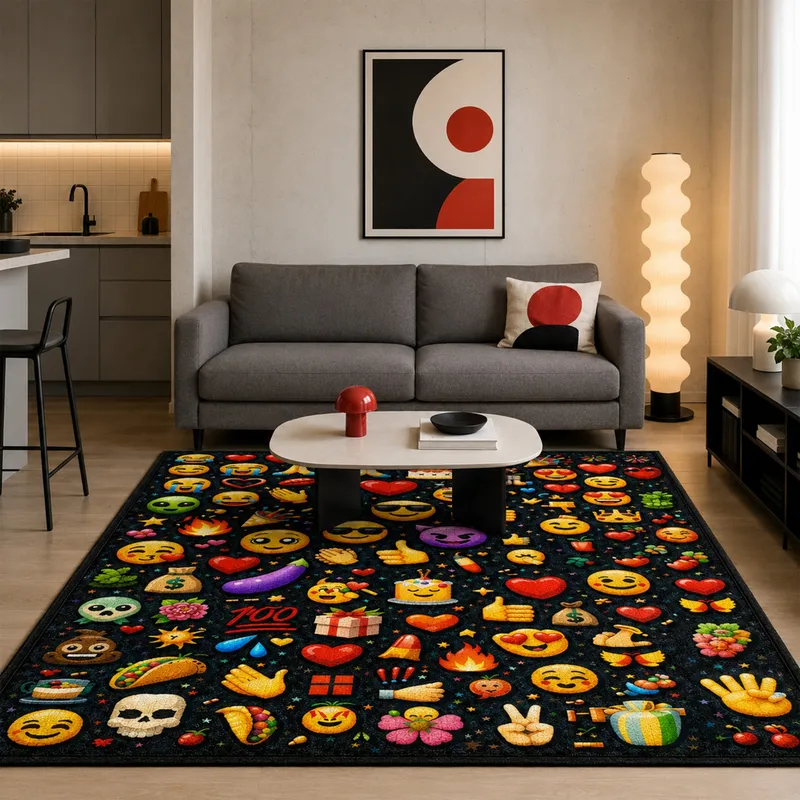 Dywan Gamingowy Mata Pod Fotel Antypoślizgowy 170x120 cm - Emoji 3D 150x100 cm