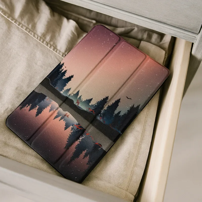 Etui Graficzne Z Klapką Do Galaxy Tab S6 Lite 10 - Night Lake