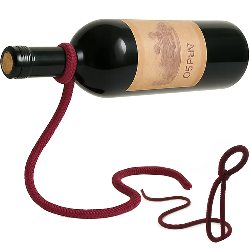 Stojak Półka Uchwyt Na Wino Butelkę Magiczny Sznurek Lasso - Czerwony