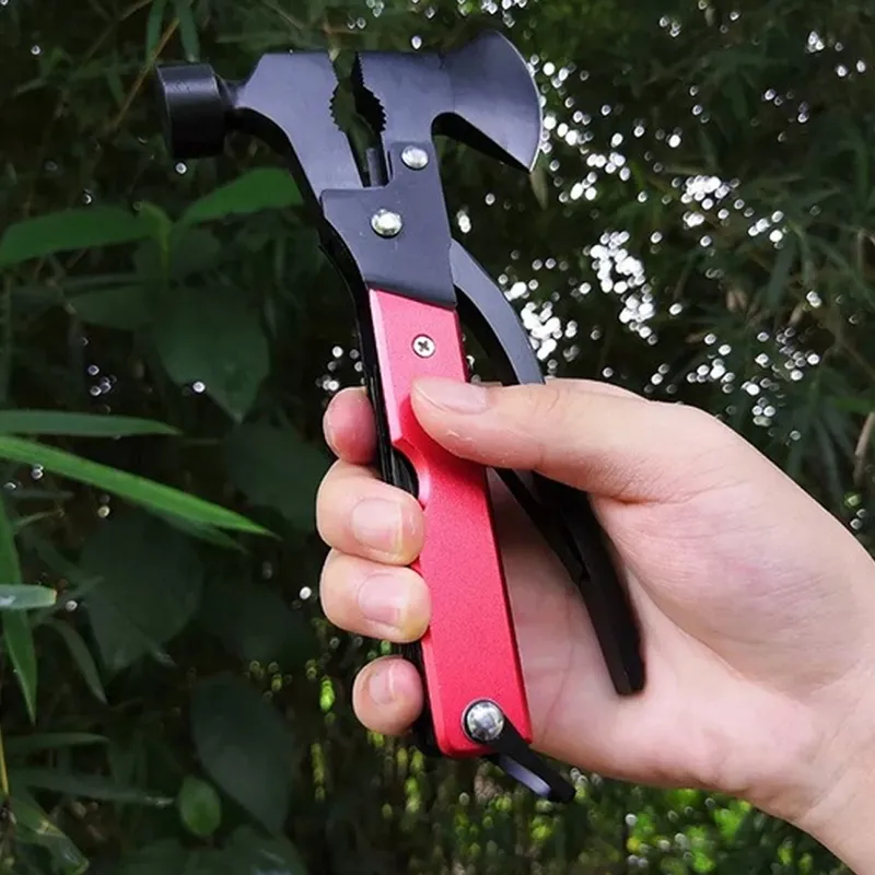 Multitool 17w1 Składany Scyzoryk Nóż Piła Survival - Czerwony