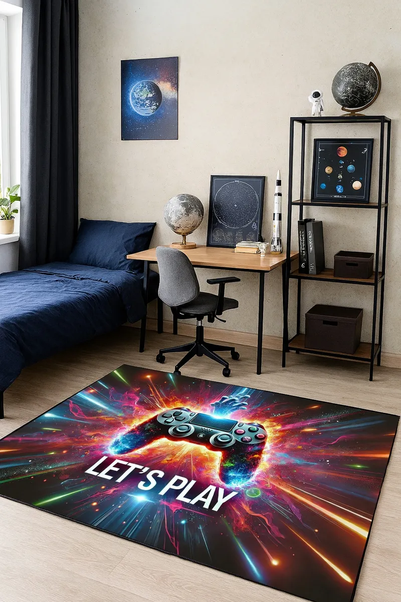 Dywan Gamingowy Mata Pod Fotel 160x120 cm Antypoślizgowy - Lets Play 150x100 cm