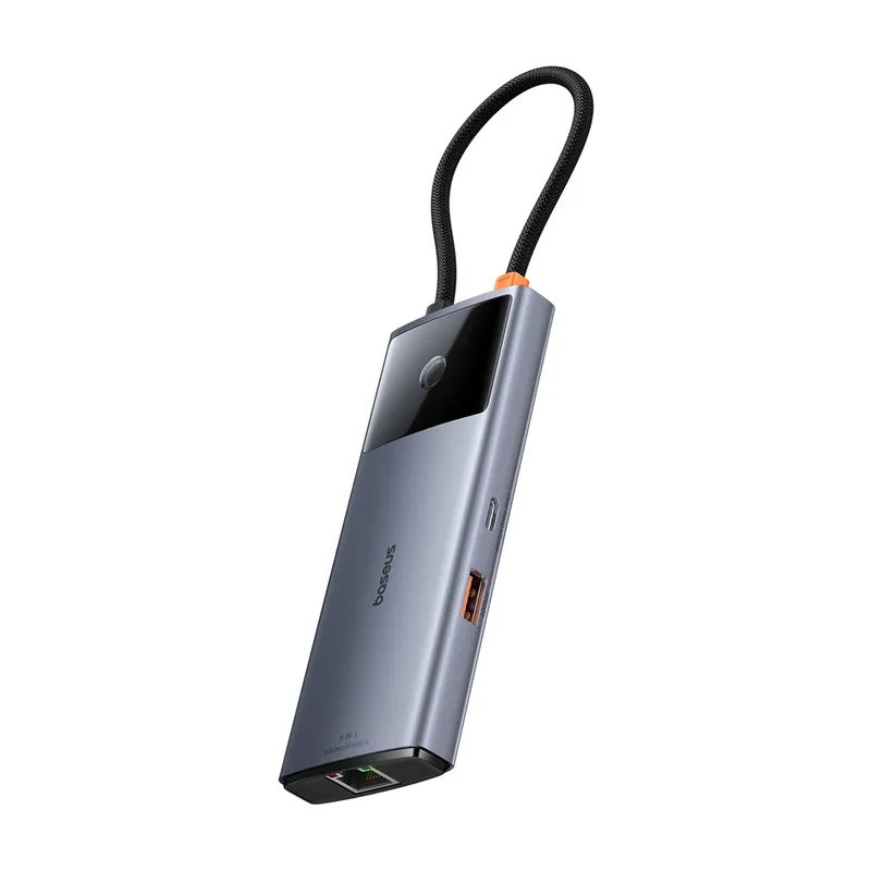 Adapter 6w1 BASEUS Hub USB-C Do HDMI 4K + 4XUSB-A - Czarny