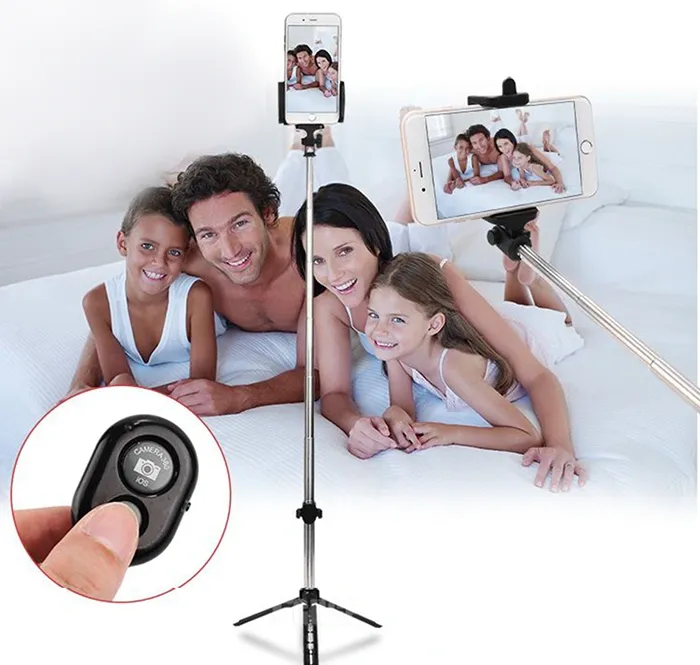 Selfie Stick Statyw 2w1 Bluetooth Uchwyt Monopod - Czarny