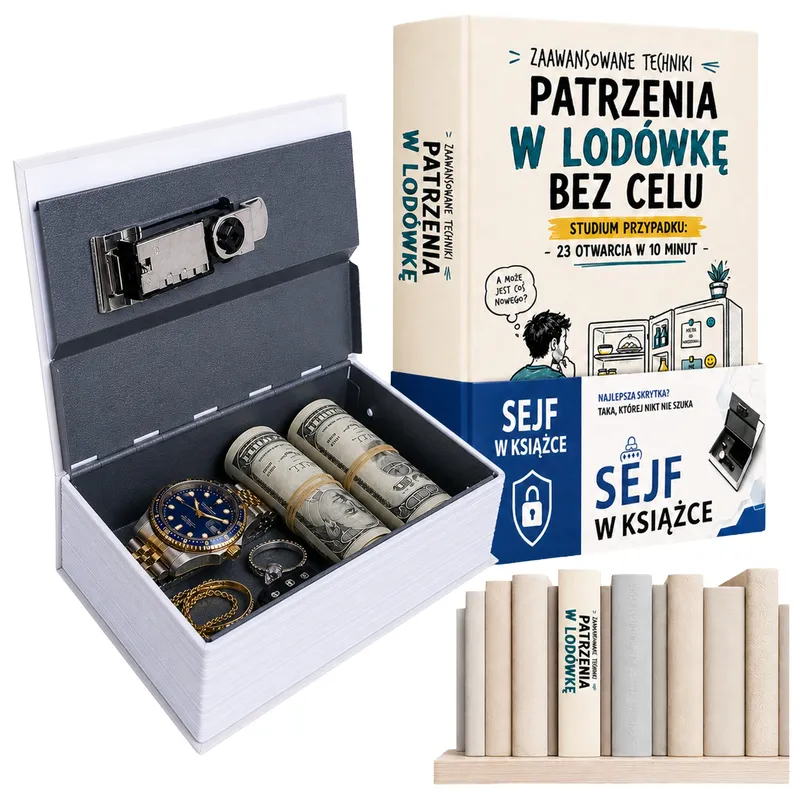 Sejf Książka Metalowa Skrytka Na Pieniądze Klucze Biżuterię - Lodówka