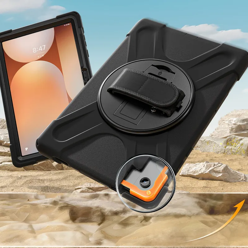 Etui Do SAMSUNG Galaxy Tab A9 Plus Pancerne Z Uchwytem - Czarny