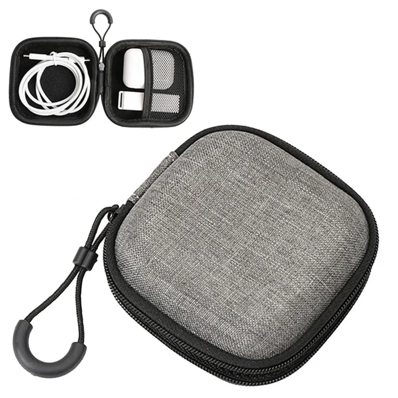 Etui Na Słuchawki Douszne Twarde 9x9 cm Z Podstawką - Szare
