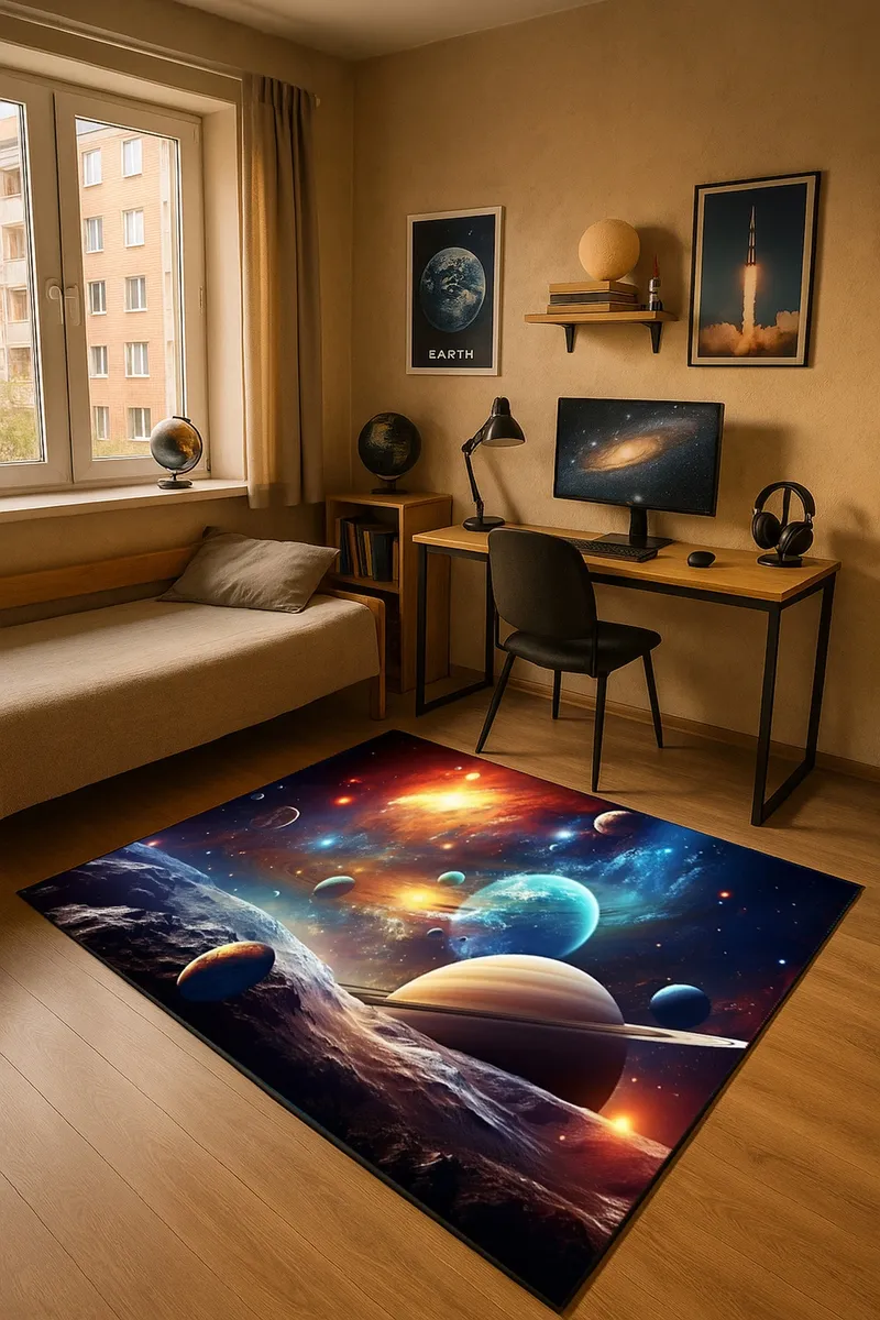 Dywan Gamingowy 3D Kosmos 170x120 Nowoczesny Wzór - Kosmos 170x120 cm