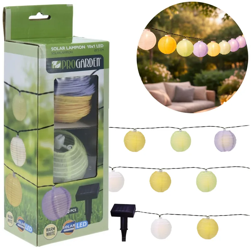 Lampiony Solarne LED Girlanda Ogrodowa 10 szt. Kule - Mix Kolorów