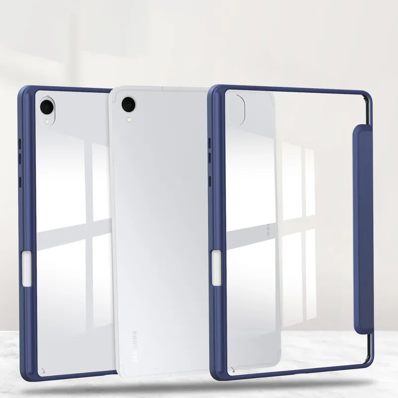 Etui Clear Pencil Do SAMSUNG Galaxy Tab S11 11 SM-X736 Z Klapką - Granatowe