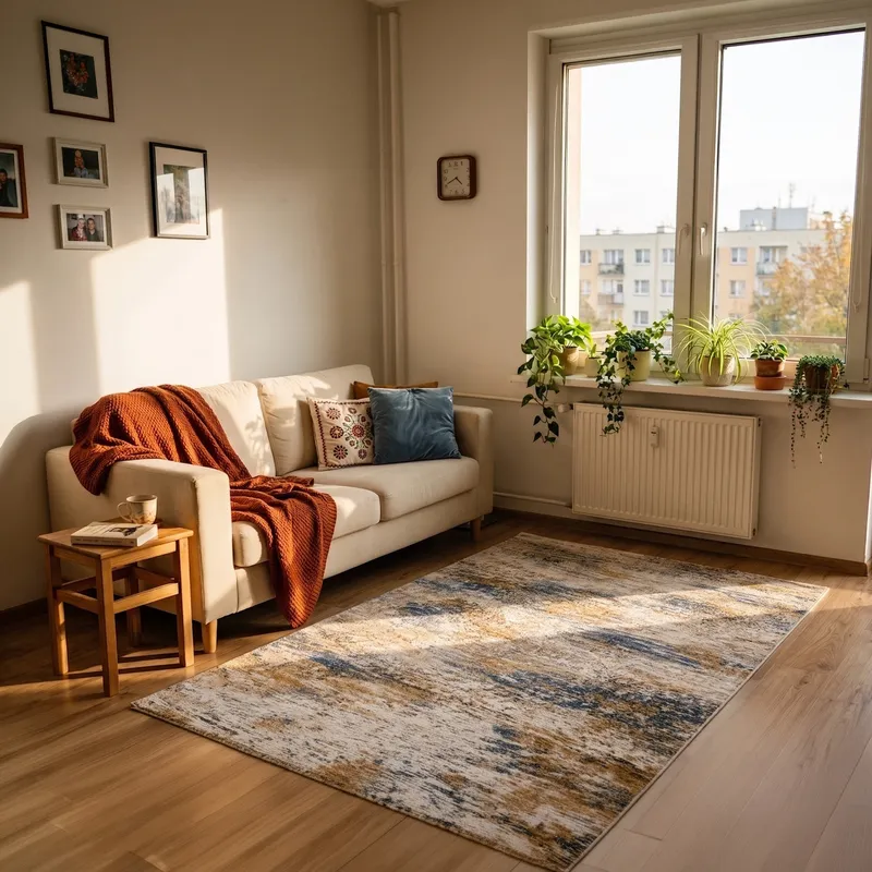 Dywan Nowoczesny 160x120 Do Salonu NOVO Antypoślizgowy - Beżowy Marmur