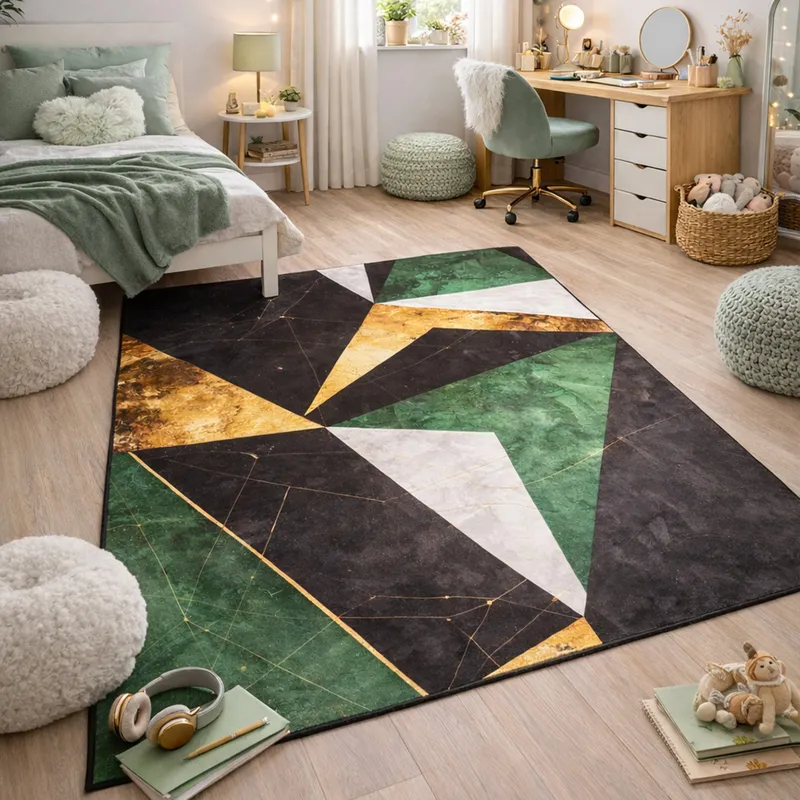 Dywan Novo 150x100 cm Do Salonu I Sypialni - Zielony Marmur