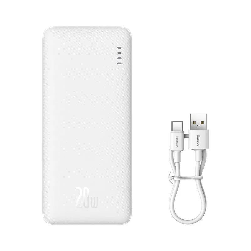 Powerbank BASEUS Airpow 20W 10000mAh Z Kablem USB-C - Biały