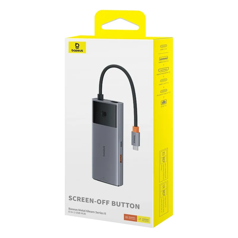 Adapter 6w1 BASEUS Hub USB-C Do HDMI 4K + 4XUSB-A - Czarny