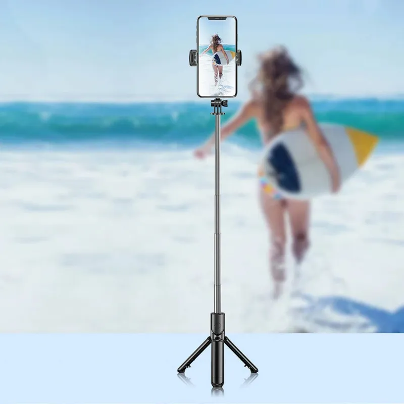 Selfie Stick 3w1 Tripod Teleskop Z Pilotem Bluetooth - Czarny