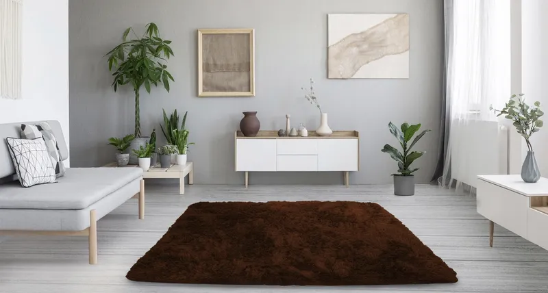 Dywan Shaggy 150x80 cm Miękki Puszysty Do Salonu I Sypialni - DarkCoffee