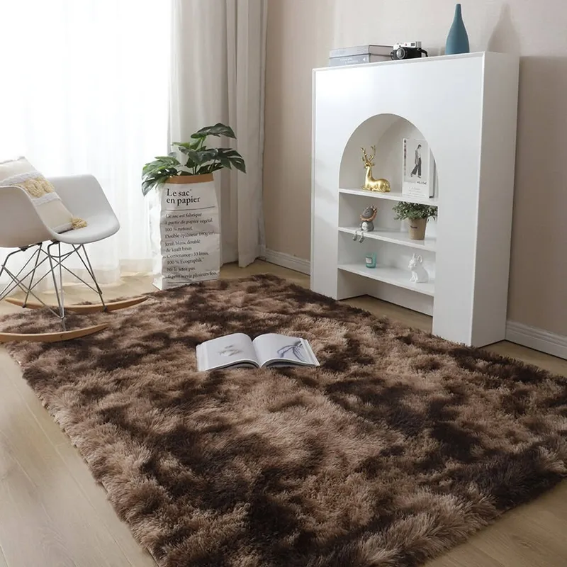Dywan Shaggy Ombre 200x200 cm Miękki Do Salonu - Brązowy