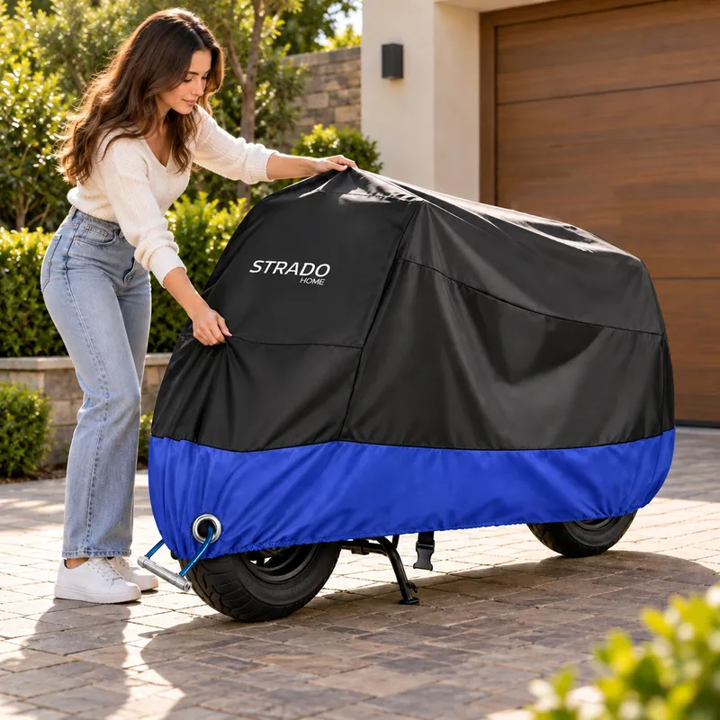 Pokrowiec Na Motocykl Skuter 2 Rowery 245x105x125 cm - Czarno-Niebieski