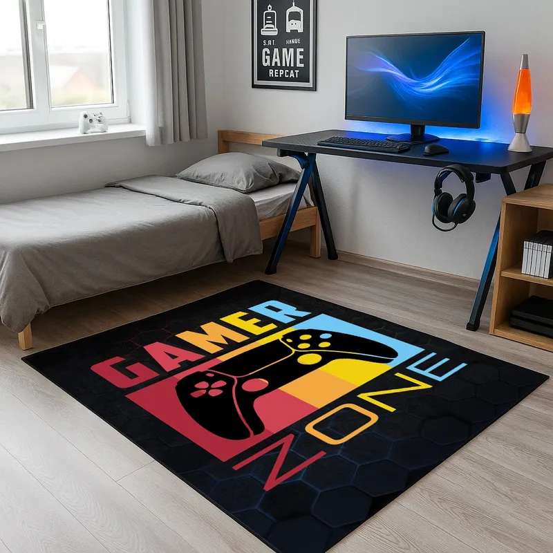 Dywan Gamingowy Mata Pod Fotel Antypoślizgowy 160x120 - Gamer Zone 220x160 cm
