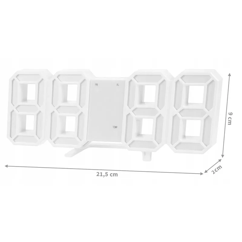 Zegar Cyfrowy LED 3D 4w1 Budzik Termometr Data Alarm - Biały