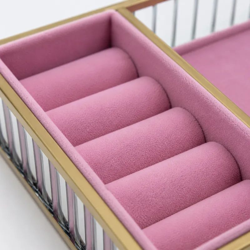 Szklana Szkatułka Na Biżuterię 26x13x4cm Organizer - Różowa