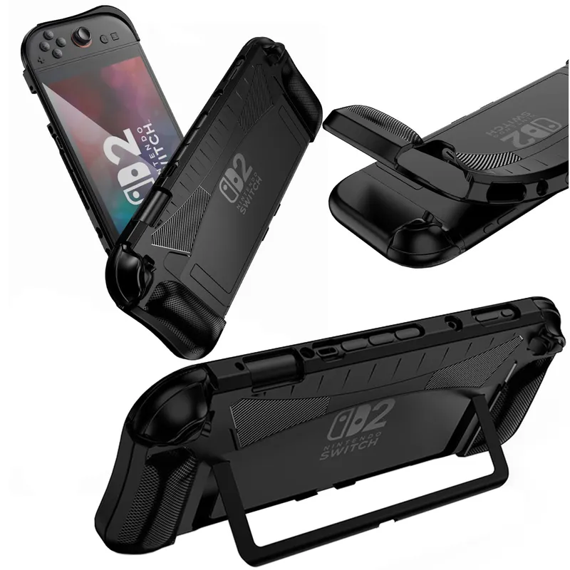 Etui Do Nintendo Switch 2 Soft TPU Ochronne Z Podstawką - Czarne