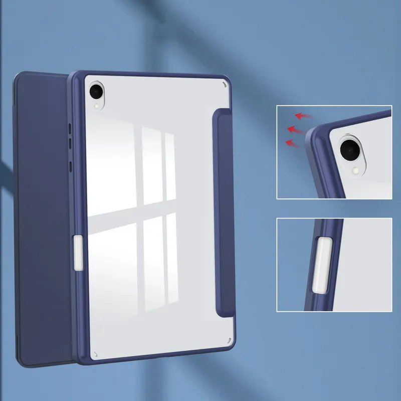 Etui Clear Pencil Do SAMSUNG Galaxy Tab S11 11 SM-X736 Z Klapką - Granatowe