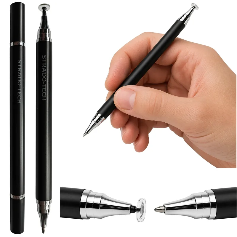 Rysik 2w1 Z Długopisem Stylus Pen Do Tabletu Telefonu - Czarny