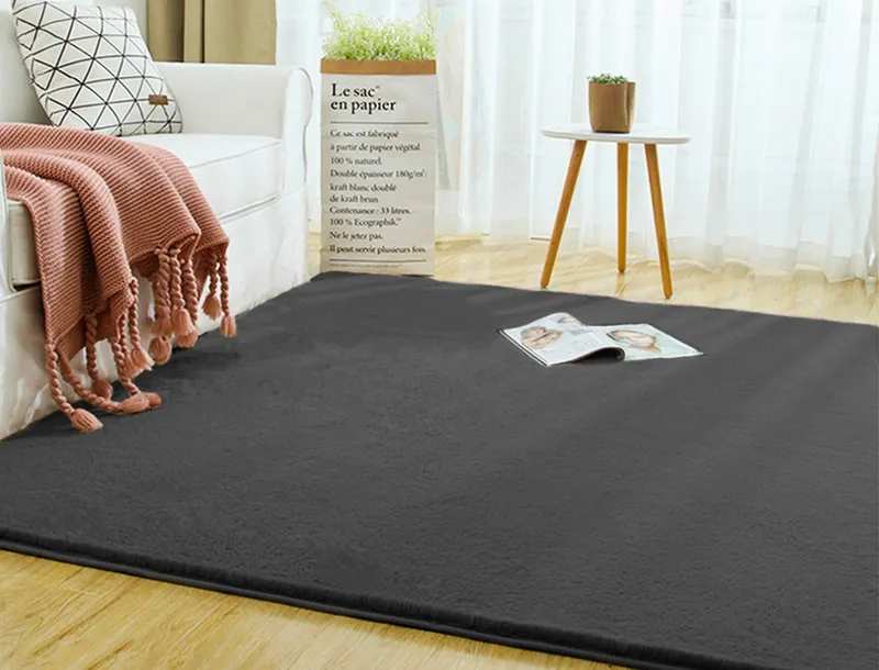 Dywan Rabbit 100x60 cm Pluszowy Do Salonu I Sypialni - DeepGrey