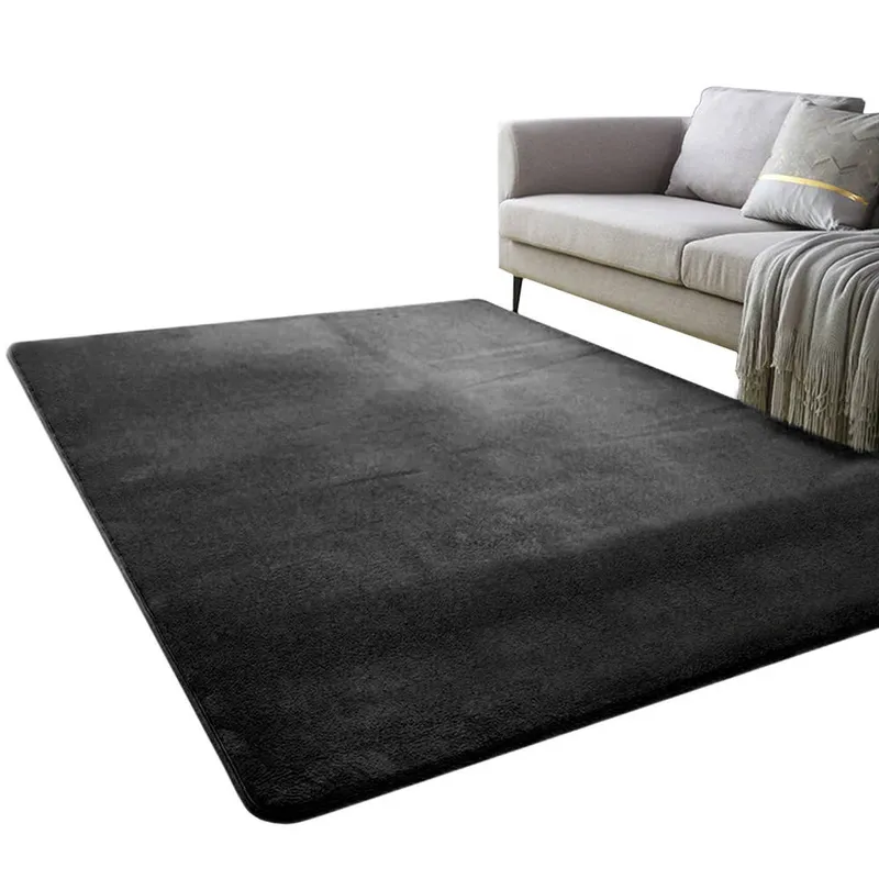 Dywan Polar 170x120 cm Miękki Do Salonu I Sypialni - Czarny