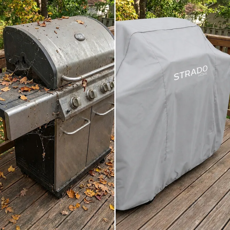 Pokrowiec Na Grill 77x66x100 cm Wodoodporny Ochrona UV - Srebrny