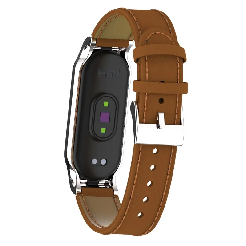 Pasek Skórzany Do XIAOMI Mi Band 8 Wymiennym - Brązowy