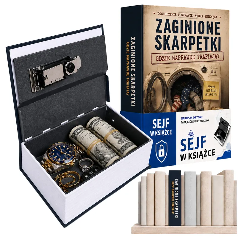 Sejf Książka Metalowy Skrytka Na Pieniądze - Zaginione Skarpetki